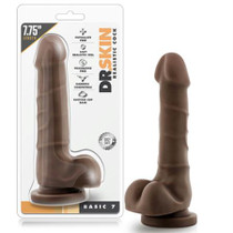 Blush Dr. Skin Basic 7 Realistic 7.75 in. Dildo with Balls & Suction Cup Brown