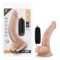 Blush Dr. Skin Dr. Sean Realistic 8 in. Vibrating Dildo with Balls & Suction Cup Beige