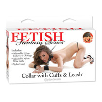 Pipedream Fetish Fantasy Series Adjustable Collar With Cuffs & Leash Black