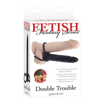 Pipedream Fetish Fantasy Series Double Trouble Dual Cockring Strap-On With 5.5 in. Dildo Black