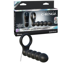 Pipedream Fantasy C-Ringz Remote Control Double Penetrator Vibrating Cockring Black