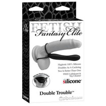 Pipedream Fetish Fantasy Elite Double Trouble 6 in. Silicone Dual-Entry Strap-On Dildo Black