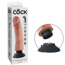 Pipedream King Cock 9 in. Vibrating Cock Poseable Dildo With Suction Cup Beige