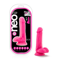 Blush Neo Elite 6 in. Silicone Dual Density Dildo with Balls & Suction Cup Neon Pink