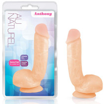 Blush Au Naturel Anthony 8.5 in. Posable Dual Density Dildo with Balls & Suction Cup Beige