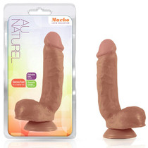 Blush Au Naturel Macho 8.5 in. Posable Dual Density Dildo with Balls & Suction Cup Tan