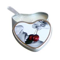 Earthly Body Cherry Flavored Edible Massage Candle in 4oz Heart Shaped Tin
