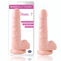 Blush Dr. Skin Basic 7 Realistic 7.75 in. Dildo with Balls & Suction Cup Beige
