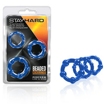 Stay Hard - Beaded Cockrings - Blue
