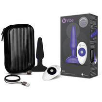b-Vibe Trio Silicone Vibrating Remote Controlled Multispeed Waterproof Anal Play Plug With Travel Case & USB Charger (Black)