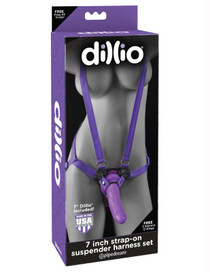 Pipedream Dillio Adjustable 7 in. Strap-On Suspender Harness Set Purple