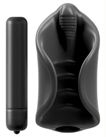 PDX Elite Vibrating Silicone Stimulator Stroker Black