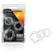 Blush Stay Hard Beaded Cockrings 3-Piece Set Clear