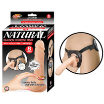 Natural Realskin Squirting Penis W/Adjustable Harness 8in Flesh