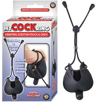 My Cock Ring Vibrating Scrotum Pouch & Cinch With Bullet Silicone Waterproof Black