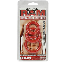 Ram Ultra Silicone Cocksweller 3 Cock Rings (Red)