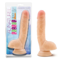 Blush Au Naturel 9 in. Posable Dual Density Dildo with Balls & Suction Cup Beige