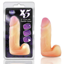 Blush X5 Plus Realistic 5 in. Posable Dildo with Balls Beige