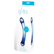 Glas 6" Curved G-Spot Blue Glass Dildo
