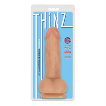 Curve Toys Thinz 6 in. Slim Dildo with Balls & Suction Cup Beige
