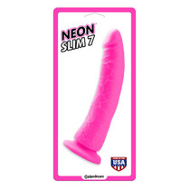 Pipedream Neon Slim 7 Realistic 7 in. Dildo With Suction Cup Pink