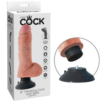 Pipedream King Cock 8 in. Vibrating Cock With Balls Poseable Suction Cup Dildo Beige