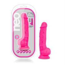 Blush Neo 7.5 in. Dual Density Dildo with Balls & Suction Cup Neon Pink