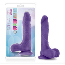Blush Au Naturel Bold Thrill 8.5 in. Posable Dual Density Dildo with Balls & Suction Cup Purple