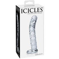 Pipedream Icicles No. 60 Curved Ribbed 6.5 in. Glass Dildo Clear