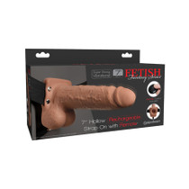 Pipedream Fetish Fantasy Series Vibrating 7 in. Hollow Strap-On With Balls Tan/Black