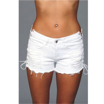 Denim Shorts With Lace Up Side Wht Small Packaging Hanging
