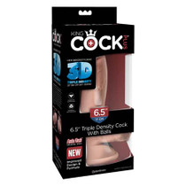 Pipedream King Cock Plus 6.5 in. Triple Density Cock With Balls Realistic Suction Cup Dildo Beige