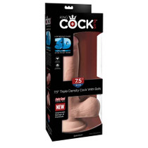 Pipedream King Cock Plus 7.5 in. Triple Density Cock With Balls Realistic Suction Cup Dildo Beige