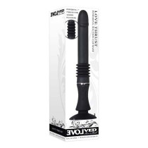 Evolved Love Thrust Rechargeable Thrusting Silicone Vibrator With Suction Cup Black