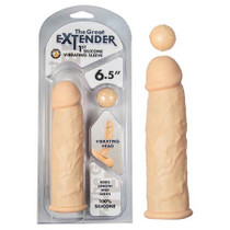 The Great Extender 1St Silicone Vibrating Sleeve 6.5in-Flesh