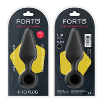 Forto F-10 Silicone Anal Plug with Pull Ring Large Black
