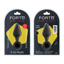 Forto F-10 Silicone Anal Plug with Pull Ring Small Black