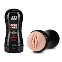 Blush M for Men Soft + Wet Pussy with Pleasure Ridges & Orbs Self-Lubricating Vagina Stroker Beige