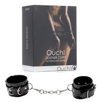 Ouch! Adjustable Leather Hand & Ankle Cuffs Black