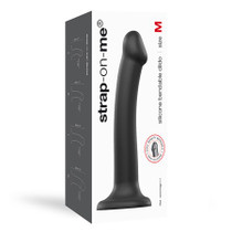 Strap-On-Me Bendable Dual-Density Silicone Suction Cup Dildo Black M