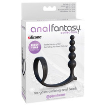Pipedream Anal Fantasy Collection Silicone Ass-Gasm Cockring Anal Beads Black