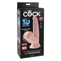 King Cock Triple Density Cock 6 in with Swinging Balls