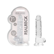 RealRock Crystal Clear Realistic 7 in. Dildo With Balls and Suction Cup Clear