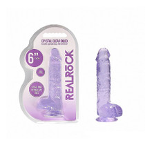 REALRoCK Crystal Clear Realistic Dildo With Balls 6" Purple
