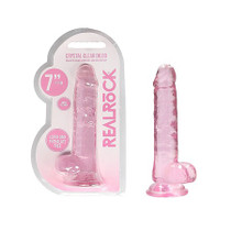 REALRoCK Crystal Clear Realistic Dildo With Balls 7" Pink