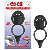 My Cockring Double Loop Cockring & Scrotum Cinch Black