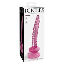 Pipedream Icicles No. 86 Realistic 7 in. Glass Dildo With Suction Cup Pink