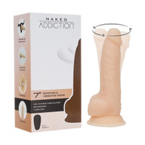 Naked Addiction Rechargeable Remote-Controlled 7 in. Rotating & Vibrating Silicone Dildo Beige