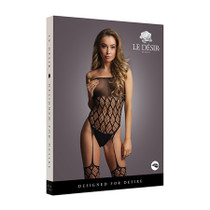 Shots Le Desir Strapless, Crotchless Teddy With Stockings Black O/S