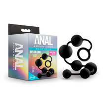 Anal Adventures Platinum - Silicone Large Anal Beads - Black